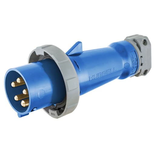 Hubbell Wiring Device - Hubbell HBL560P9W Pin & Sleeve Male Mating Plug, 60A 4P5W, 3øY 120/208V, IP68, IP69K