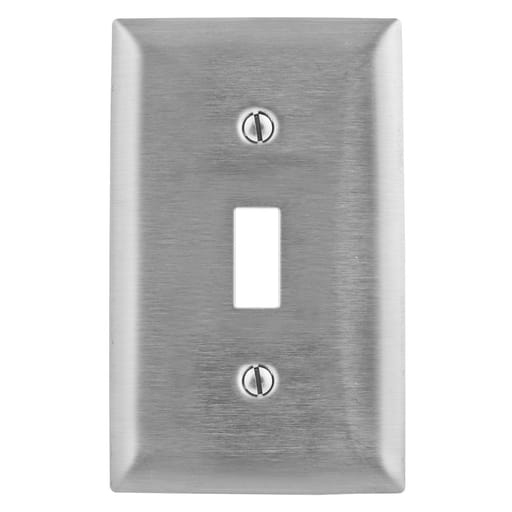 Hubbell Wiring Device - Hubbell SS1 1-Gang Toggle Switch Wallplate, Stainless Steel 302/304