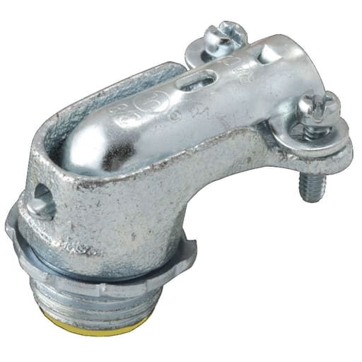 Raco Manufacturing - Raco 3202 1/2" 90deg Flex/AC Squeeze Connector, Insulated, Malleable Iron