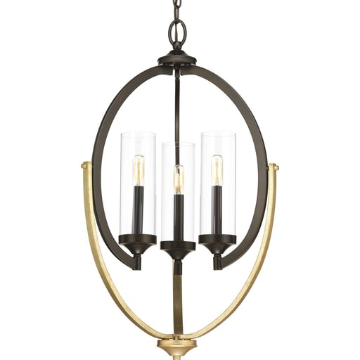 Progress Lighting - Progress P400024-020 Evoke Collection Three-Light Antique Bronze Clear Glass Luxe Chandelier Light