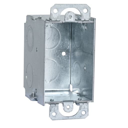 Raco Manufacturing - Raco 503 3" x 2" Switch Box, Gangable, 2-1/2" Deep, Six 1/2 & Two 3/4" KO's, Plaster Ears