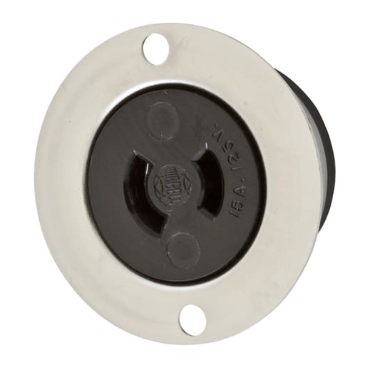 Hubbell Wiring Device - Hubbell HBL7468 15A 125V Midget Twist-Lock Black / Stainless Flanged Receptacle