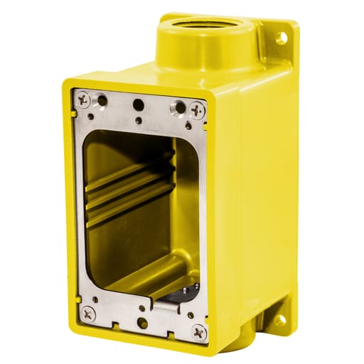 Hubbell Wiring Device - Hubbell HBL60CM83A 3/4 Inch Yellow Fiberglass Weatherproof Dockside Deep Box