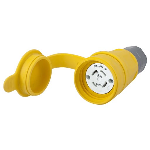 Hubbell Wiring Device - Hubbell HBL29W76 30 Amp 480 Volt 3-Pole 4-Wire NEMA L16-30R Yellow Locking Connector