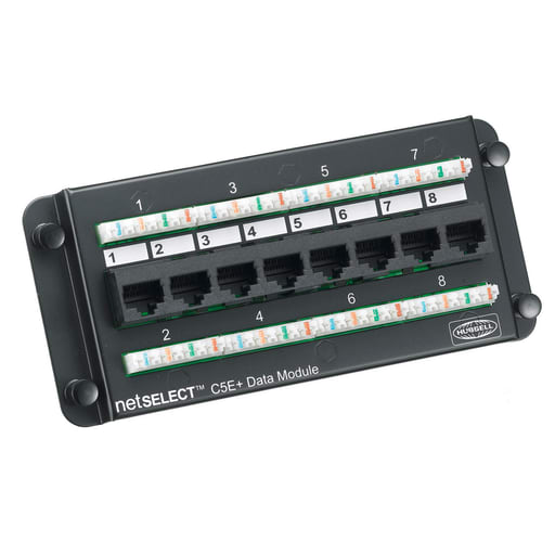 Hubbell Wiring Device - Hubbell NSODM8 8-Port Category 5E Network Data Module, 20ga Steel
