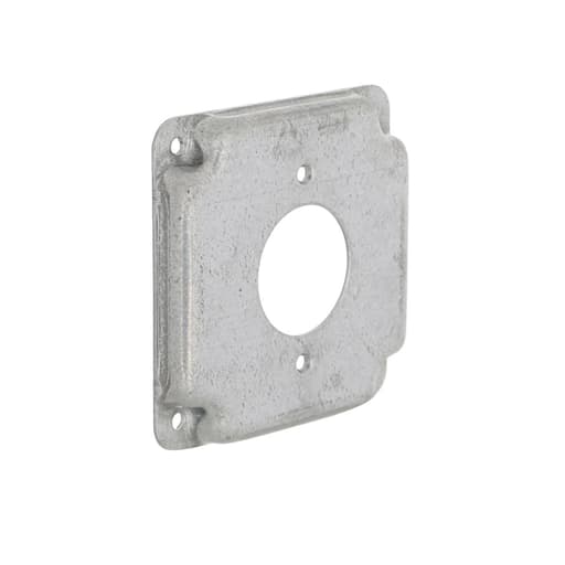 Raco Manufacturing - Raco 812C 4" Steel Square Exposed Work Cover, 20A Receptacle, 1.620" Diameter