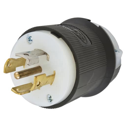 Hubbell Wiring Device - Hubbell HBL2811ST Twist-Lock Edge Plug with Spring Termination, 30A, 120/208V, L21-30P, Black and White Nylon
