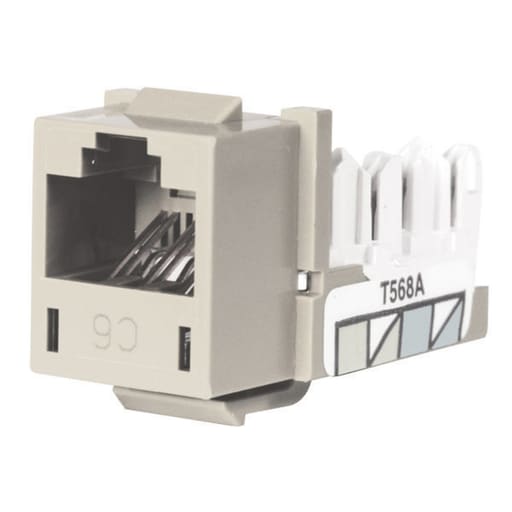 Hubbell Wiring Device - Hubbell HXJ6OW 8-Position Office White T568A/T568B Category 6 Modular Keystone Jack