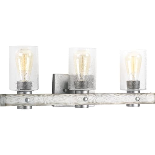 Progress Lighting - Progress P300125-141 Gulliver Collection Three-Light Galvanized Finish Clear Seeded Glass Coastal Bath Vanity Light