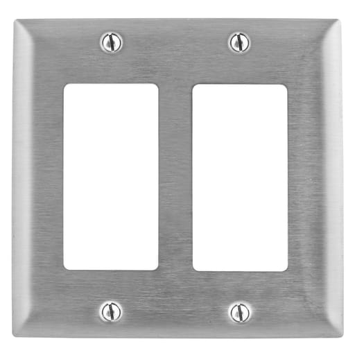 Hubbell Wiring Device - Hubbell SS262L WALL PLATE, 2-G, GFCI, 430SS