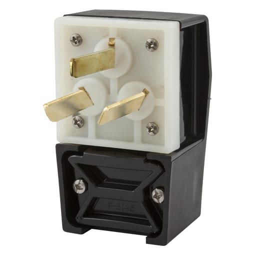 Hubbell Wiring Device - Hubbell HBL7977 20 Amp 125/250 Volt 3-Pole 3-Wire NEMA 10-50P Black/White Nylon Straight Blade Plug