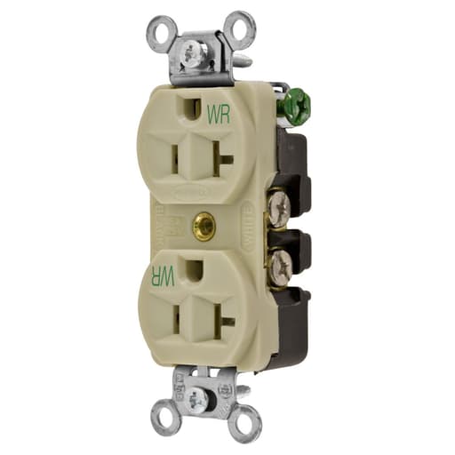Hubbell Wiring Device - Hubbell 5362IWR Straight Blade Weather Resistant Duplex Receptacle, 20A