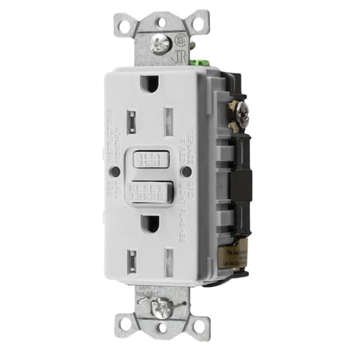Hubbell Wiring Device - Hubbell GFTRST15W 15 Amp 125 Volt 2-Pole 3-Wire NEMA 5-15R White GFCI Receptacle