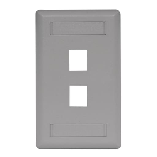 Hubbell Wiring Device - Hubbell Wiring Devices IFP12GY 1-Gang Gray 2-Port Data Communication Face Plate