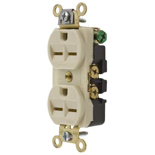 Hubbell Wiring Device - Hubbell HBL5652I 15 Amp 250 Volt 2-Pole 3-Wire NEMA 6-15R Ivory Straight Blade Duplex Receptacle