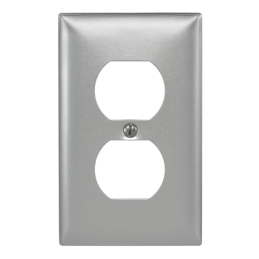 Hubbell Wiring Device - Hubbell SA8 1-Gang Aluminum 1-Duplex Receptacle Strap Mount Wallplate