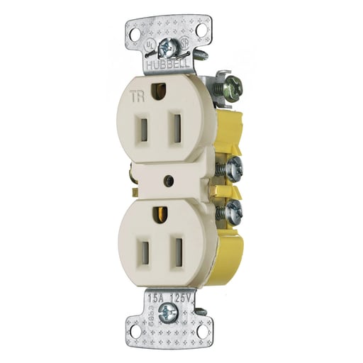 Hubbell Wiring Device - Hubbell RR15SLATR Receptacle, DUP, TR, 15A 125V, LA