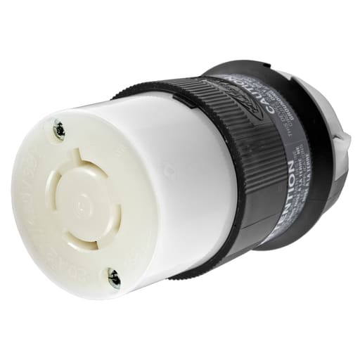 Hubbell Wiring Device - Hubbell HBL2453 20 Amp 277/480 Volt 4-Pole 4-Wire NEMA L19-20R Black and White Locking Connector Body