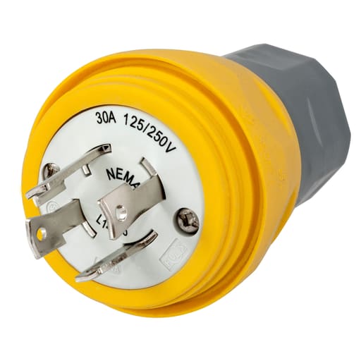 Hubbell Wiring Device - Hubbell HBL28W74 30 Amp 125/250 VAC 3-Pole 4-Wire NEMA L14-30P Yellow Locking Plug