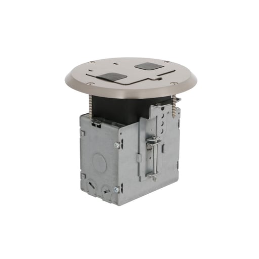 Raco Manufacturing - Raco 6239NI Single Gang Floor Box Kit with Recessed Duplex 15A TR Device and Adjustable Steel Box, Nickel Finish