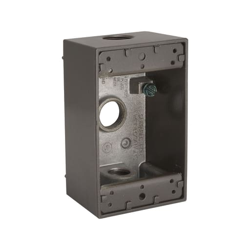 Raco Manufacturing - Bell 5320-7 1-Gang Weatherproof Box, Three 1/2 in. Threaded Outlets, Bronze, Carded