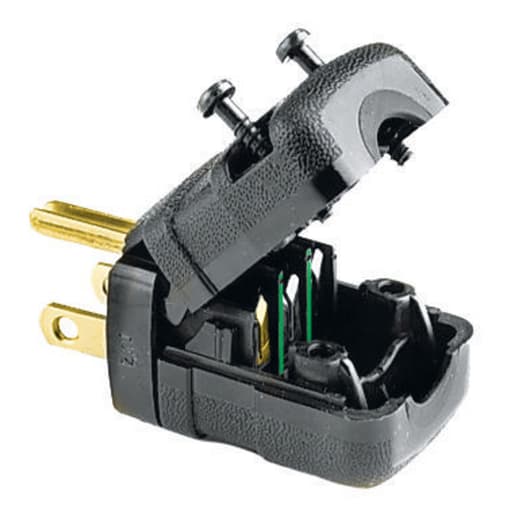 Hubbell Wiring Device - Hubbell HBL5966VBLK 15 Amp 125 Volt 2-Pole 3-Wire NEMA 5-15P Black Nylon Straight Blade Plug