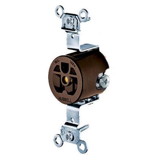 Hubbell Wiring Device - Hubbell HBL5251 15 Amp 125 Volt 2-Pole 3-Wire NEMA 5-15R Brown Compact Single Receptacle