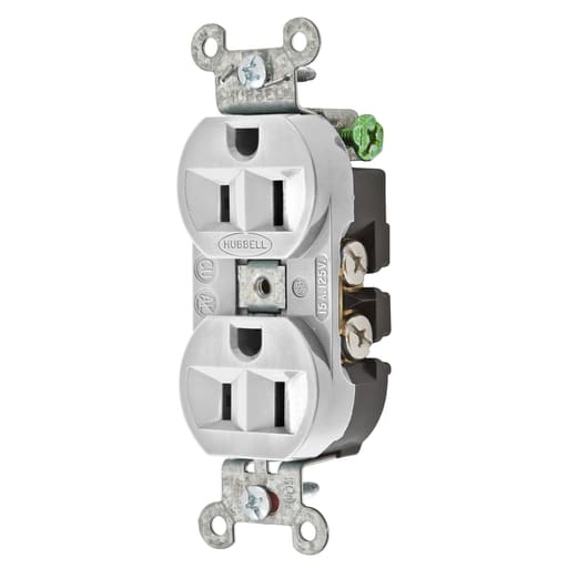 Hubbell Wiring Device - Hubbell 5262OW Receptacle, DUP SB, HUBPRO, 15A 125V, SM , OW