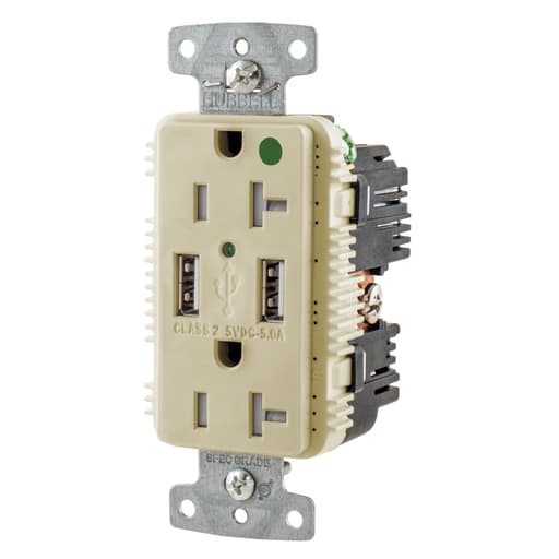 Hubbell Wiring Device - Hubbell USB8300A5I Receptacle HG DUP 20A 125V 5A 5V USB PORT A I