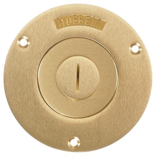 Hubbell Wiring Device - Hubbell S2525 3.88 Inch Round Brass Single Service Combination Cover