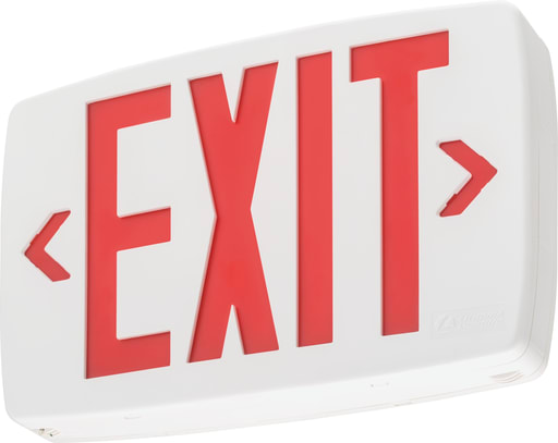Lithonia Lighting - Lithonia LQM-S-W-3-R-120/277-ELN-M6 Stencil Face LED Exit Sign, Single Face, 120/277V, White Thermoplastic Housing, Red Lettering, Ni-Cad Battery