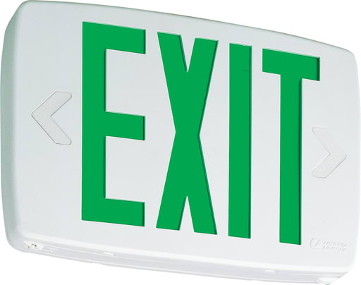 Lithonia Lighting - Lithonia LQM-S-W-3-G-120/277-ELN-M6 Stencil Face LED Exit Sign, Single Face, 120/277V, White Thermoplastic Housing, Green Lettering, Ni-Cad Battery