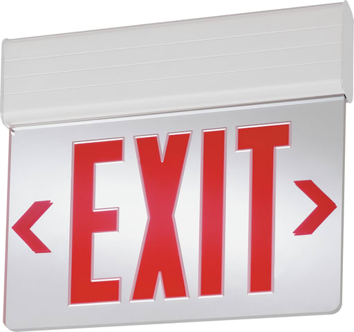 Lithonia Lighting - Lithonia EDG-1-RMR-M6 Surface Mount LED Edge-Lit Exit Sign, Single Face, Red Lettering on Mirror, 120-277V, Brushed Aluminum Housing