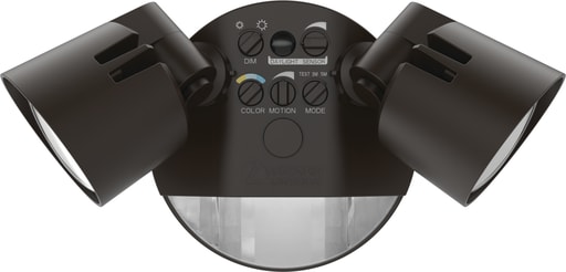 Lithonia Lighting - Lithonia HGX-LED-2RH-ALO-SWW2-120-PIR-DDB-M2 2-Light LED Floodlight w/ Motion Sensor, Adjustable Lumens, 3000K/4000K/5000K Switchable CCT, Bronze