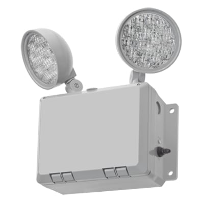 Lithonia Lighting - Lithonia WLTU-LED Wet Location Emergency Light, (2) 1.9W 9.6V LED Lamp Heads, 120-277V, Ni-Cad Battery, Gray Housing