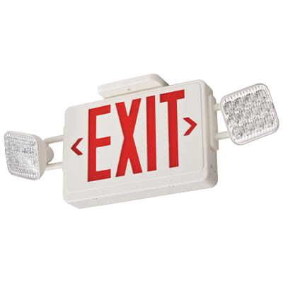 Lithonia Lighting - Lithonia ECRG-SQ-M6 LED Emergency Light/Exit Combo Unit, Switchable Red/Green Letters, Square Lamp Heads, Thermoplastic, 120V-277V