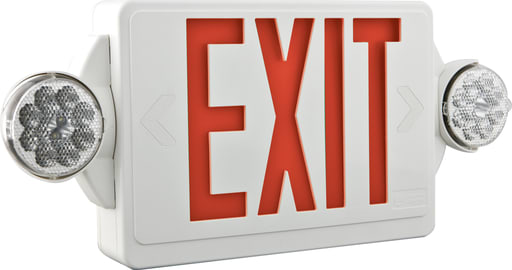 Lithonia Lighting - Lithonia LHQM-LED-R-M6 Stencil Face LED Exit Sign, Single Face, 2-Lamp Heads, 120/277V, White Thermoplastic Housing, Red Lettering