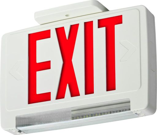 Lithonia Lighting - Lithonia Lighting ECBR LED M6 3 W 120/277 Volt Thermoplastic Red Integrated LED Combination Emergency Light/Exit Sign Unit