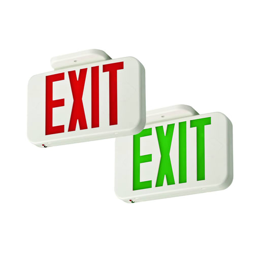 Lithonia Lighting - Lithonia EXRG-EL-M6 LED Exit Sign, Switchable Red / Green Lettering, 120-277V, Battery Backup, Thermoplastic White Housing