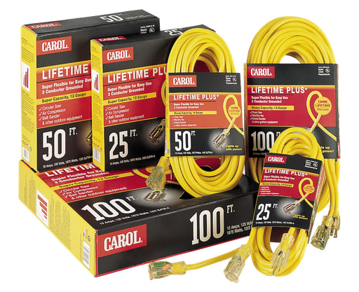 Carol Cable - Carol 03304.63.04 100ft 14/3 SJTW Extension Cord, 13A 125V, Safety Orange