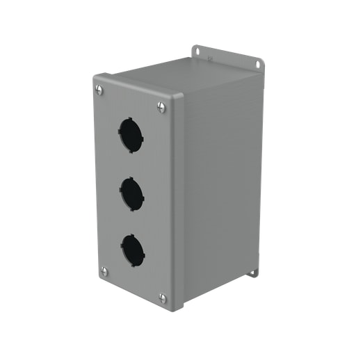 nVent Hoffman - Hoffman E3PBX Extra-Deep Pushbutton Enclosures, Type 12, 3PB x 30.5mm, Gray, Steel