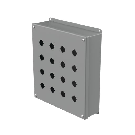 nVent Hoffman - Hoffman E16PBG Pushbutton Enclosures, Type 12, 16PB x 22.5mm, Gray, Steel