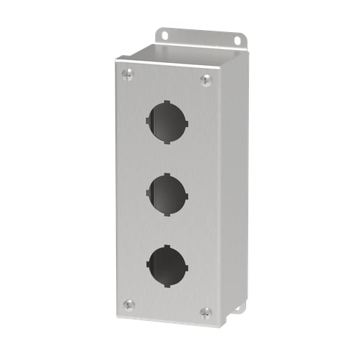nVent Hoffman - Hoffman E3PBSS 8" x 3.25" x 2.75" 3-Hole 30.5mm Pushbutton Enclosure, Type 4X, Stainless Steel