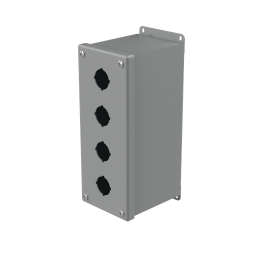nVent Hoffman - Hoffman E4PBX Extra-Deep Pushbutton Enclosures, Type 12, 4PB x 30.5mm, Gray, Steel