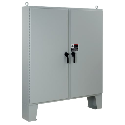 nVent Hoffman - Hoffman A62H6012LP3PT Two-Door with 3-Point Latches and Floor Stands, Type 4, 62.06" x 60.06" x 12.06", Gray, Steel