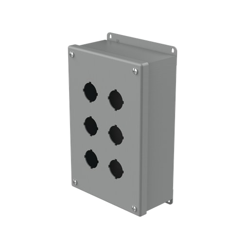 nVent Hoffman - Hoffman E6PB Pushbutton Enclosures, Type 12, 6PB x 30.5mm, Gray, Steel
