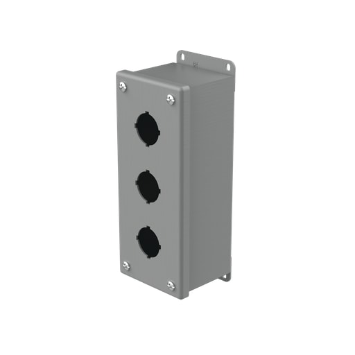 nVent Hoffman - Hoffman E3PB 8" x 3.25" x 2.75" 3-Hole 30.5mm Pushbutton Enclosure, Type 12, Steel
