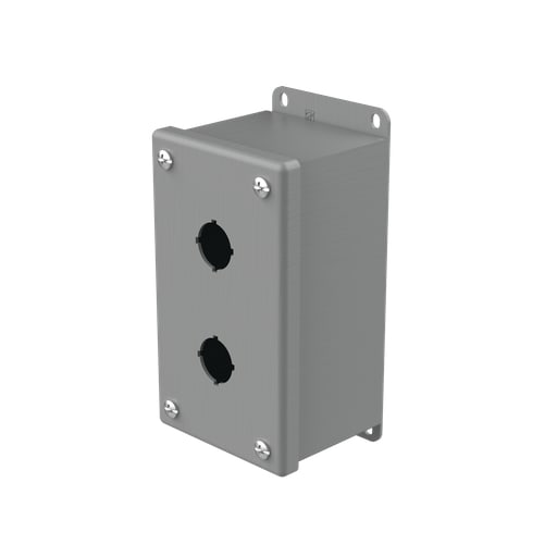 nVent Hoffman - Hoffman E2PBG Pushbutton Enclosures, Type 12, 2PB x 22.5mm, Gray, Steel