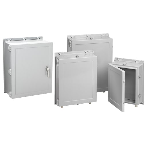 nVent Hoffman - Hoffman A20H2006GQRLP Hinge-Cover with 3-Point Latch or Quick-Release Latches, Type 4X, 20.19" x 20.25" x 6", Fiberglass