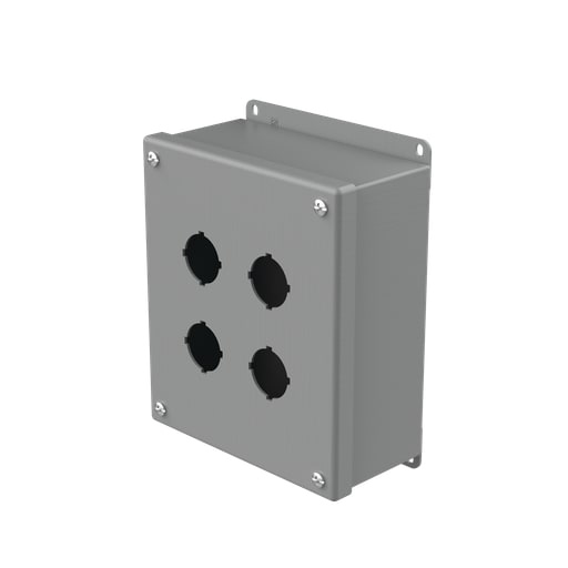 nVent Hoffman - Hoffman E4SPB Pushbutton Enclosures, Type 12, 4PB x 30.5mm, Gray, Steel
